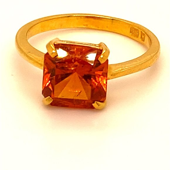 Spessartine 4.02ct Solid 22K Yellow Gold Ring - Picture 1 of 7